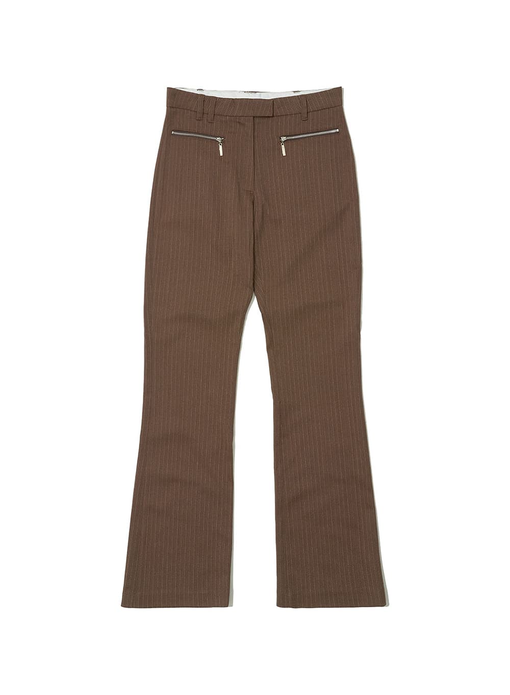 STRIPED BOOT CUT PANTS_BROWN