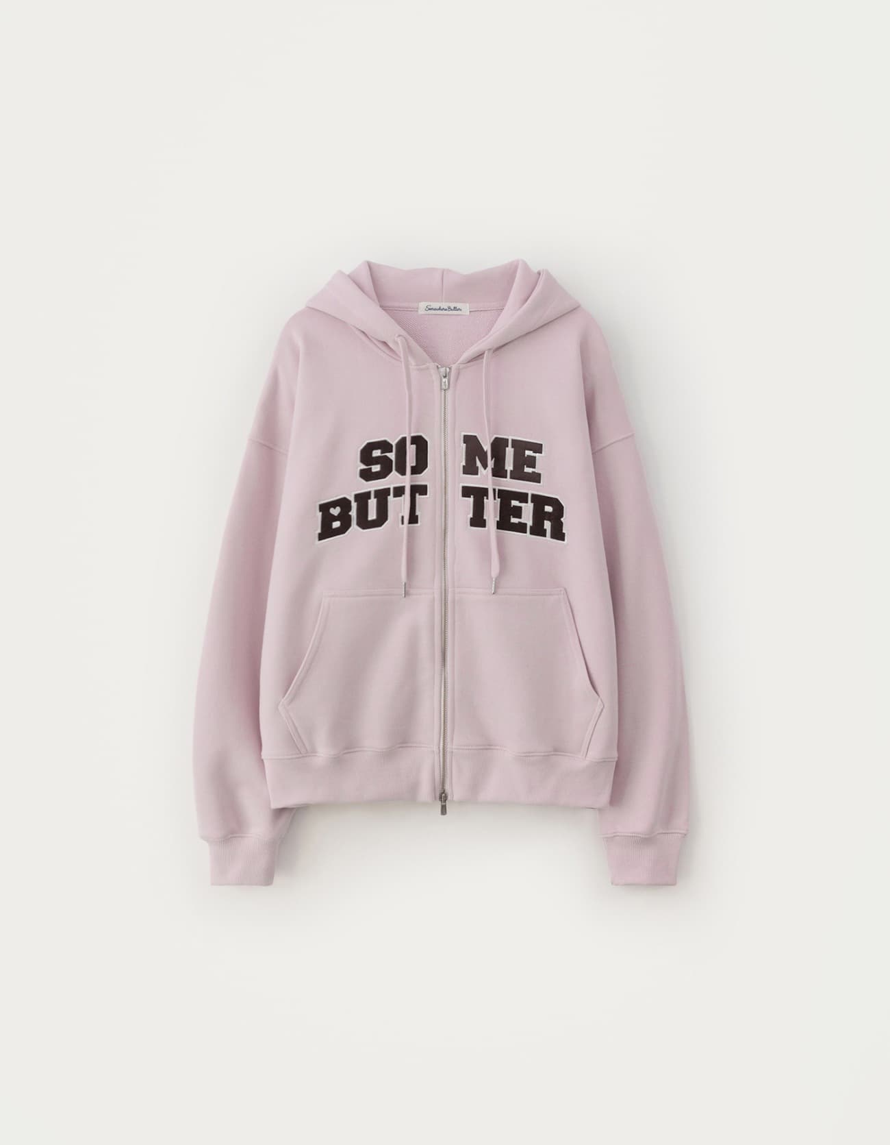 Satin Heart Logo Hoodie Zip-Up - Light Pink