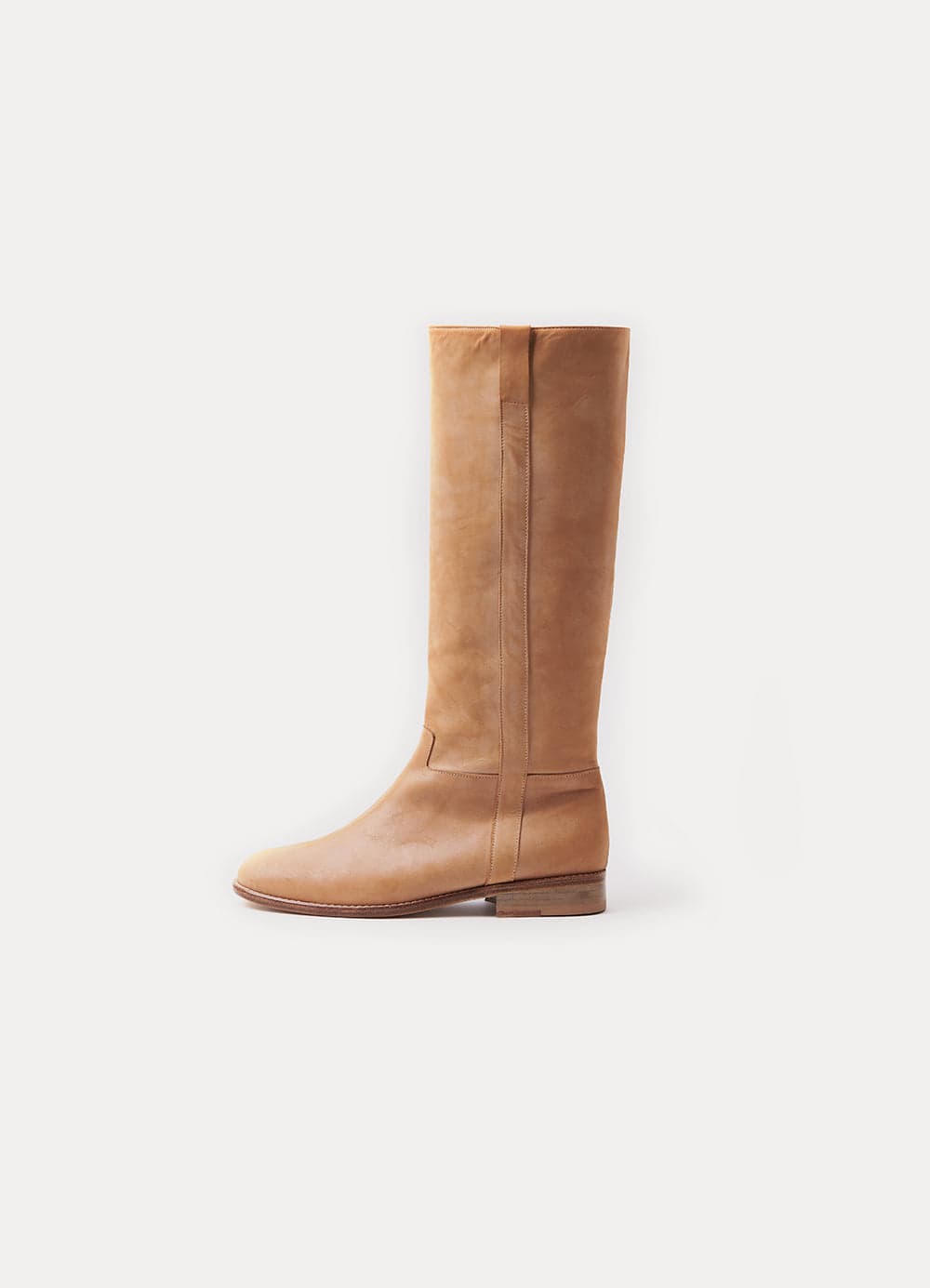 Grunge Leather Long Boots - Beige
