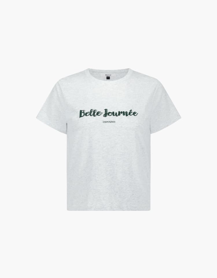graphic slim t-shirt - white melange