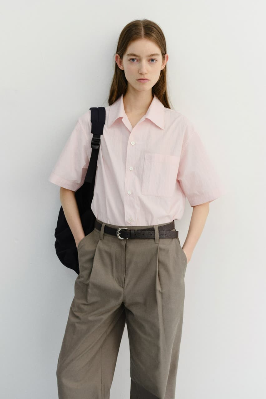 UNISEX OPEN COLLARED SHIRT SOFT PINK_UDSH6B130P1