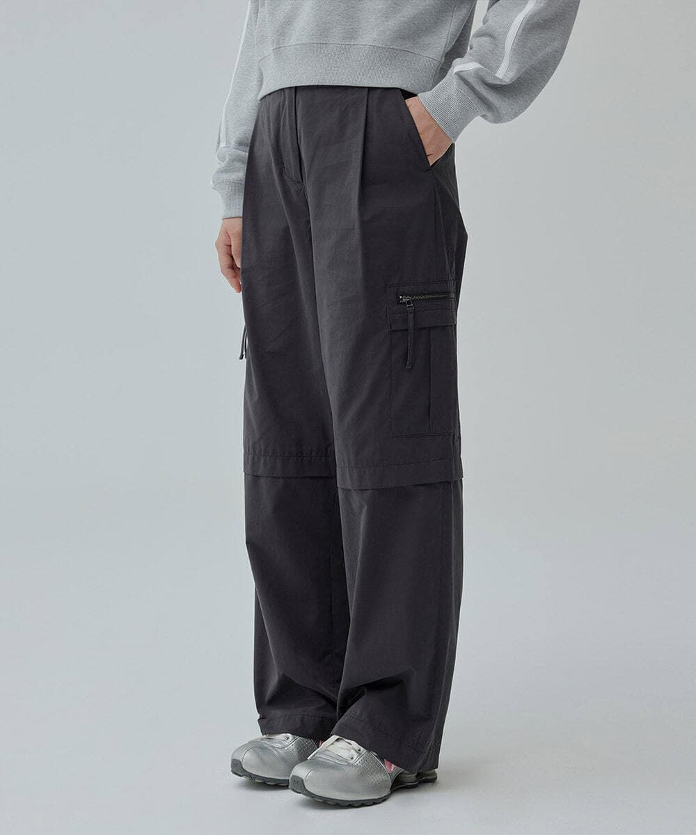 우먼 지퍼 포켓 카고 팬츠 Black