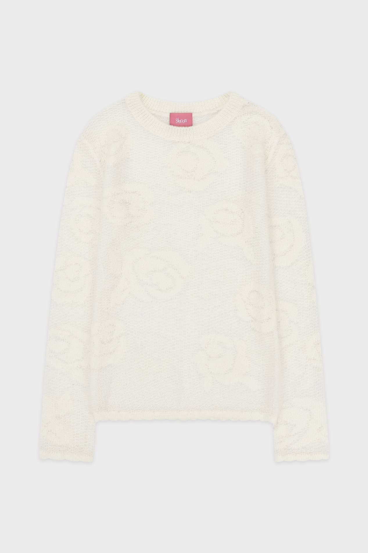 Rose Artwork Long Sleeve Knit (Ivory)