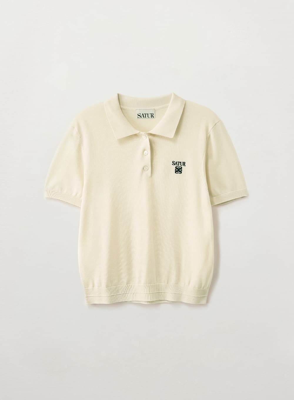 (W) Classic Collar Half Knit - Cream