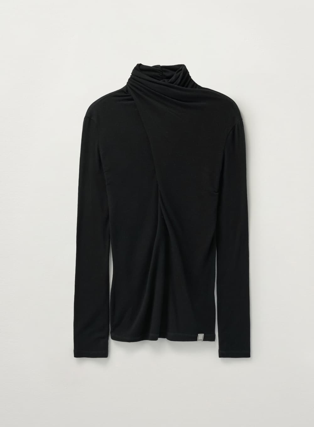 (W) Crossed Turtle Neck Long Sleeve - Black