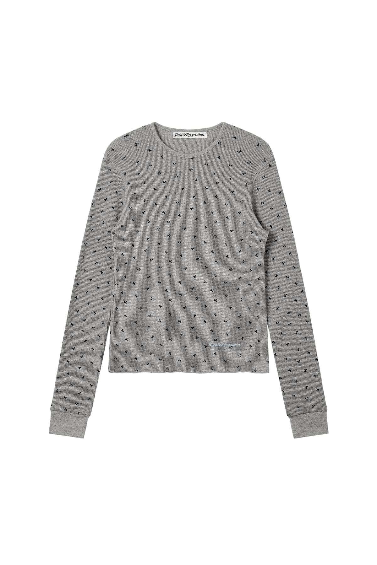LOGO PATTERN WAFFLE TOP - GREY