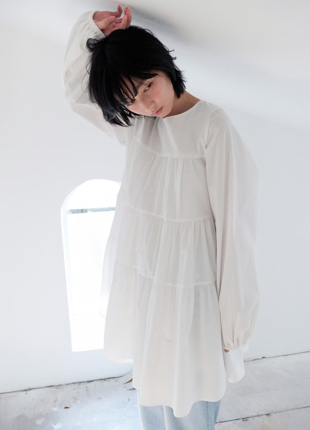 Tiered Volume Dress - Off White