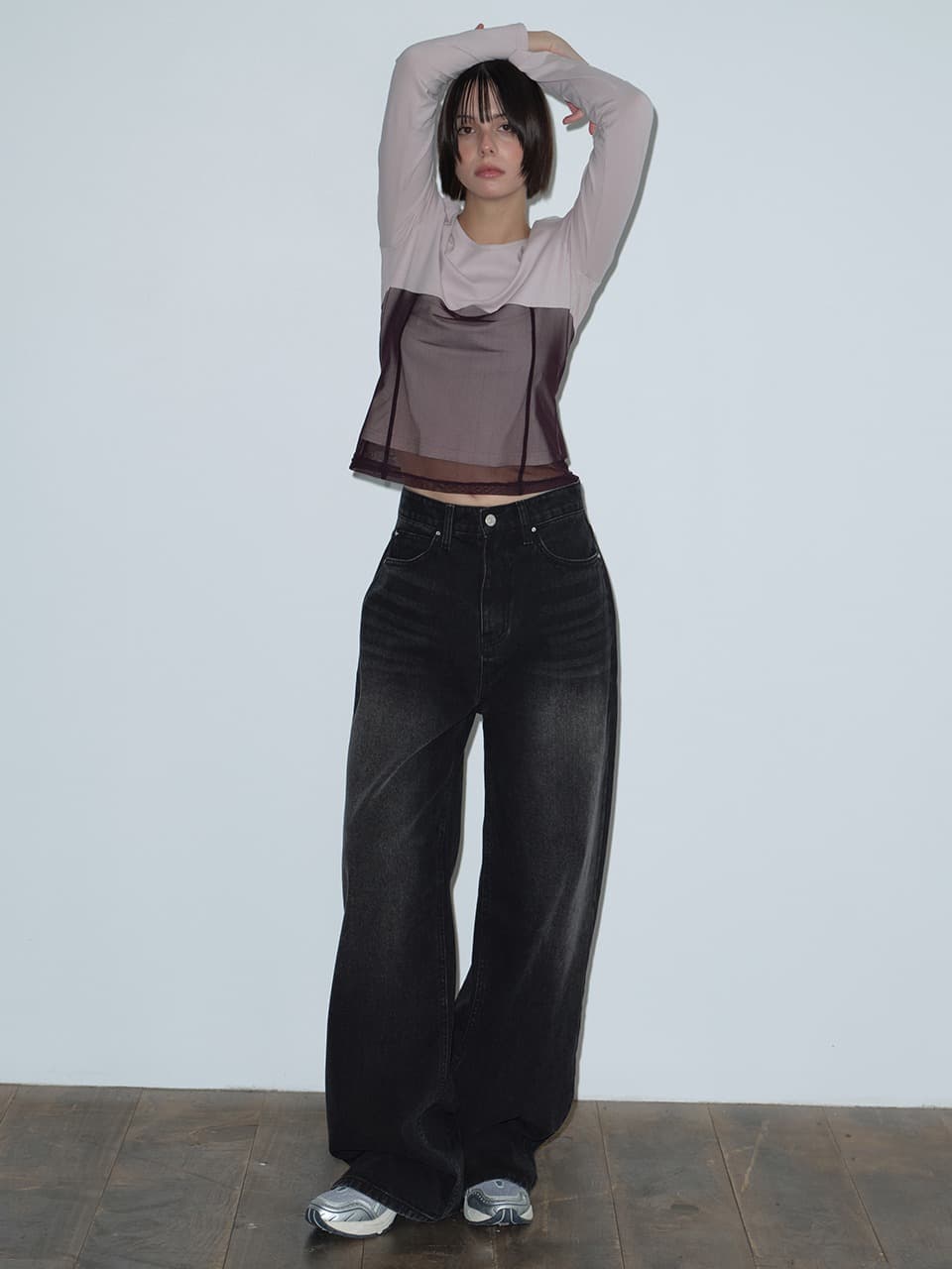 RIVET WIDE DENIM PANTS (BLACK)