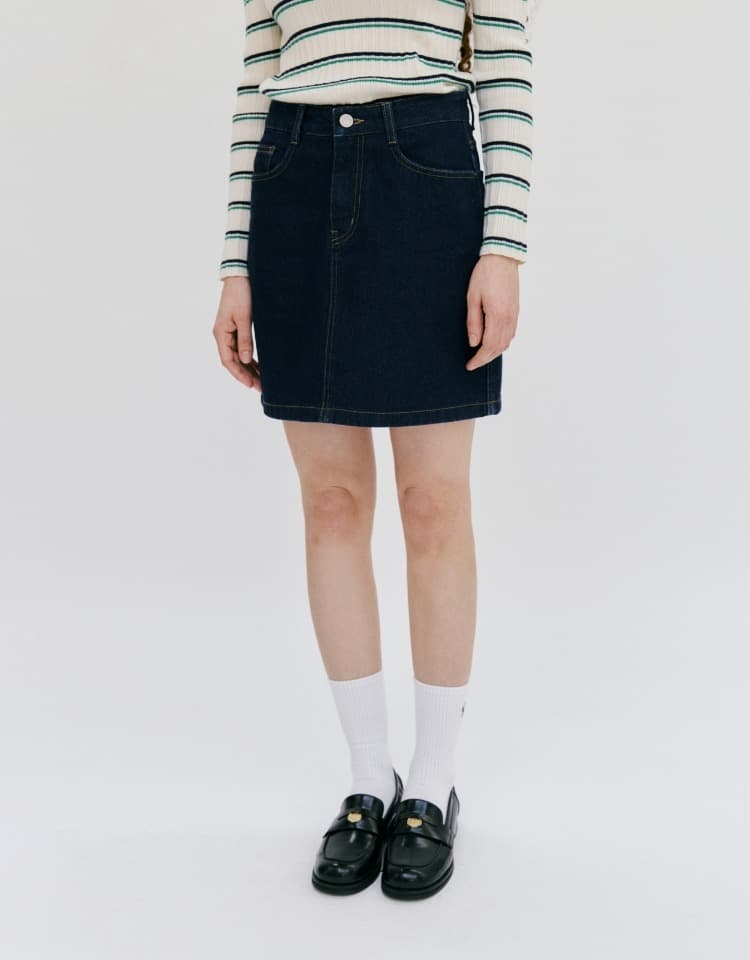 standard denim mini skirt - indigo