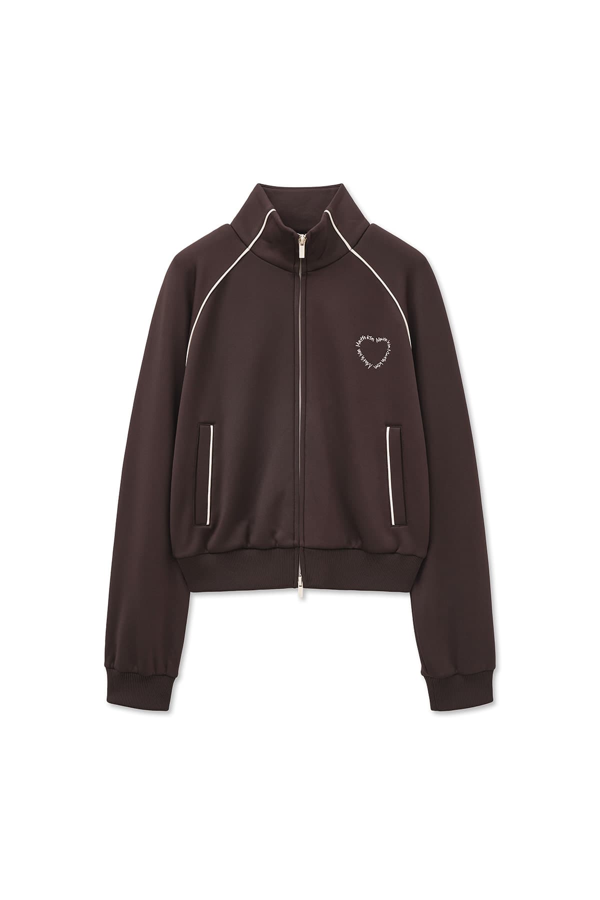 HEART LOGO TRACK JUMPER IN BROWN