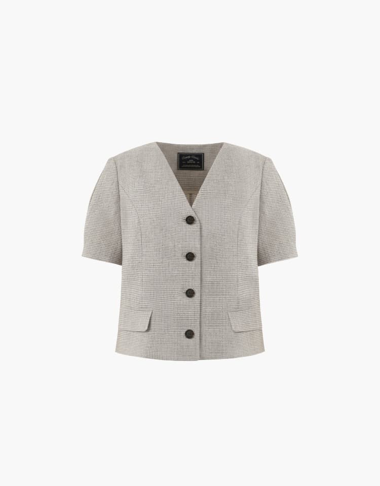 collarless jacket - beige