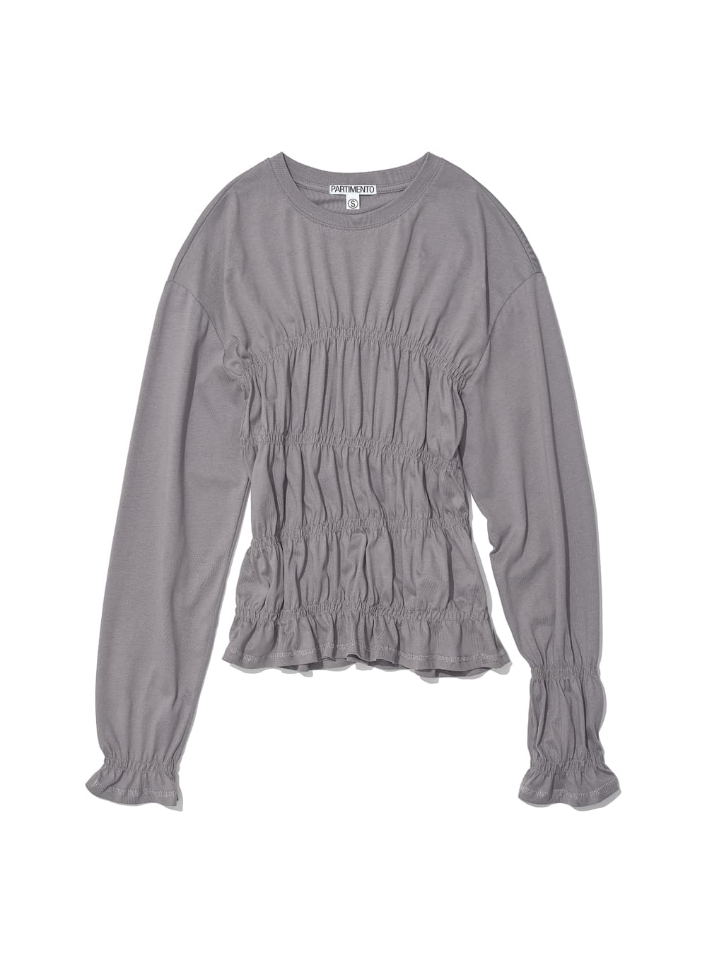SMOCKED LONG SLEEVE TOP_MOCHA