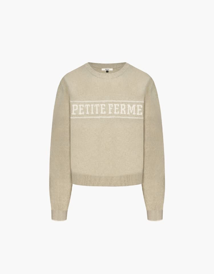 alpaca blend lettering pullover - beige