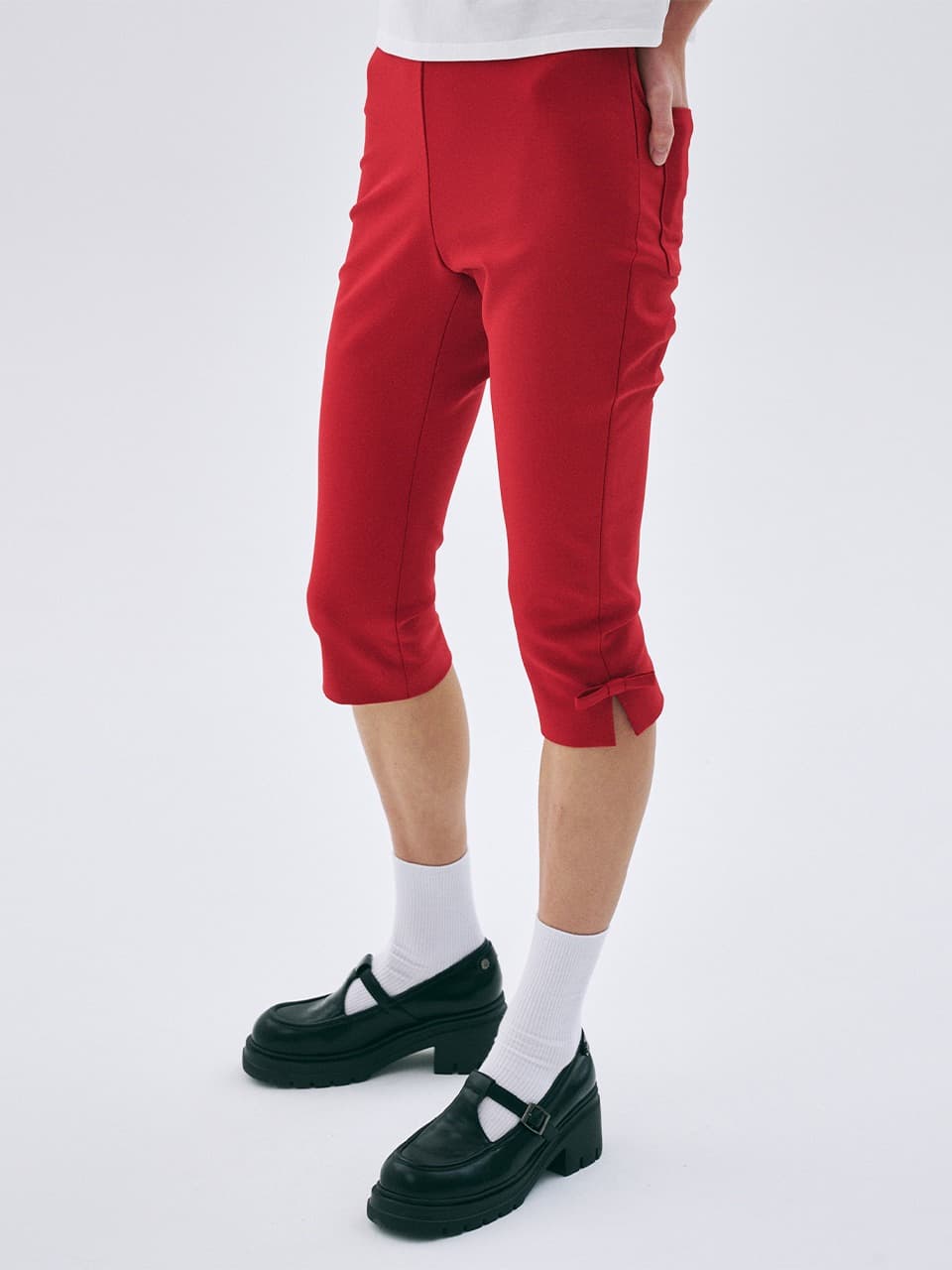 RIBBON CAPRI PANTS_RED