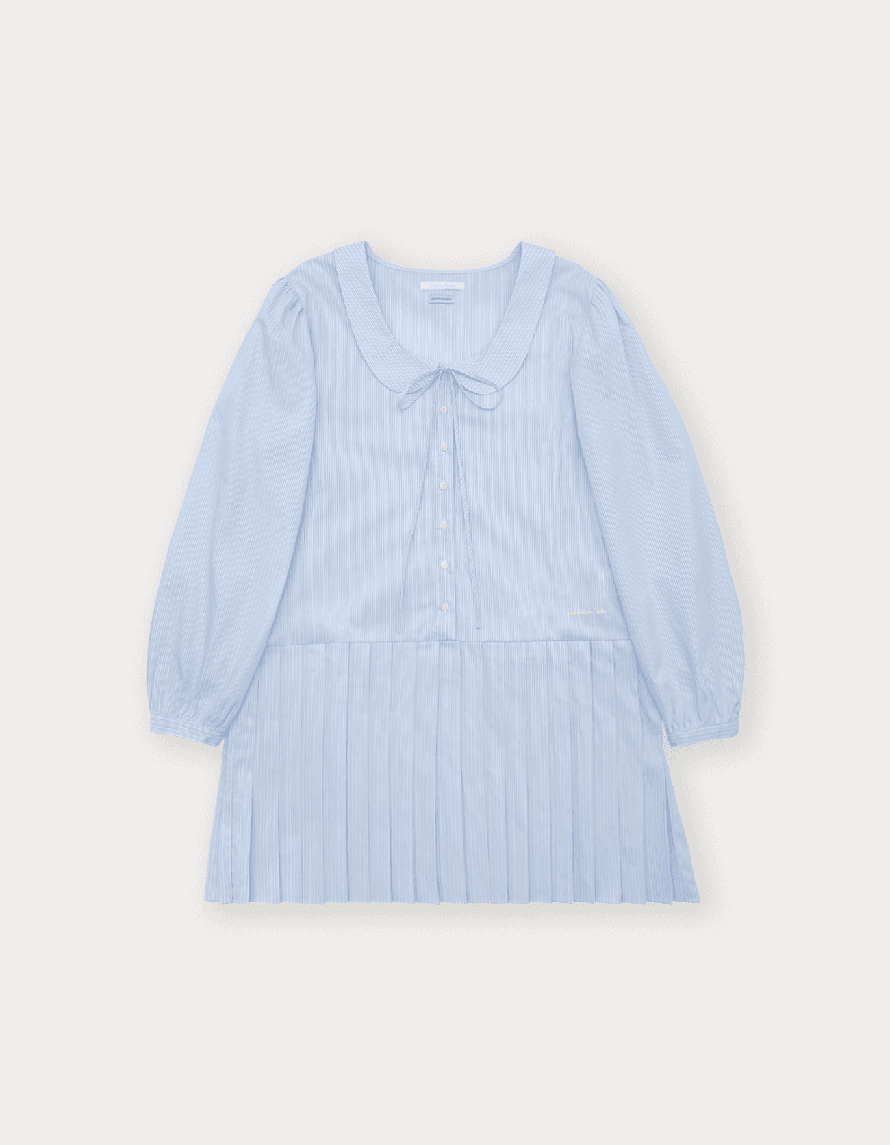 Stripe Pleats Mini Dress - Light Blue