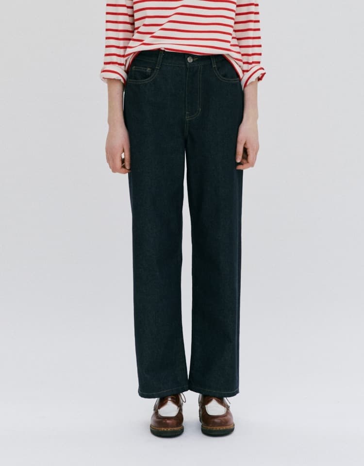 semi wide denim pants - indigo