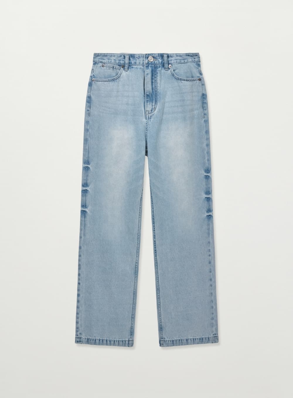(W) Washed Relaxed Denim Pants - Light Blue