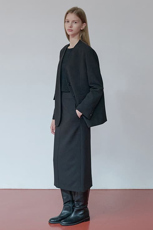 25FN H-line long skirt [BK]