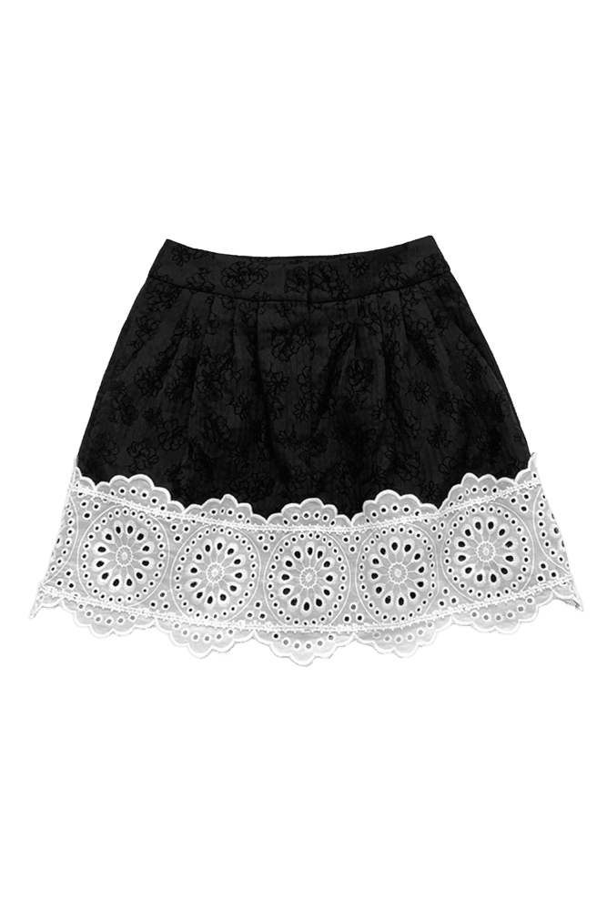 Flower Lace Skirt (Black)