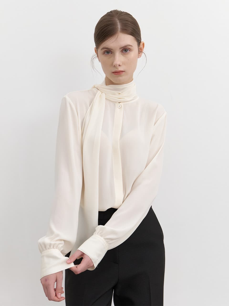 2way Tie Blouse / Ivory(3color)