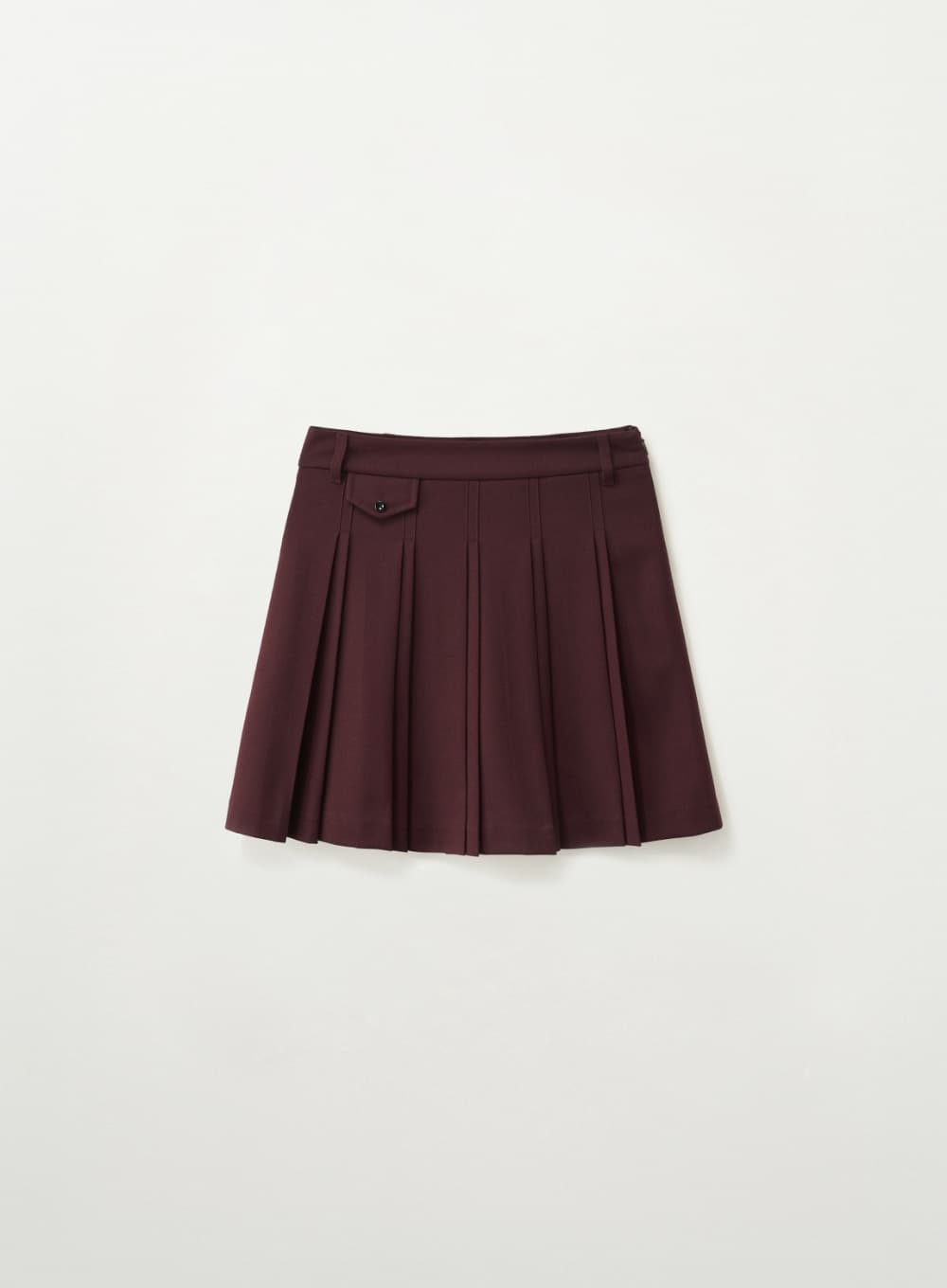 (W) Pleated Mini Skirt - Burgundy
