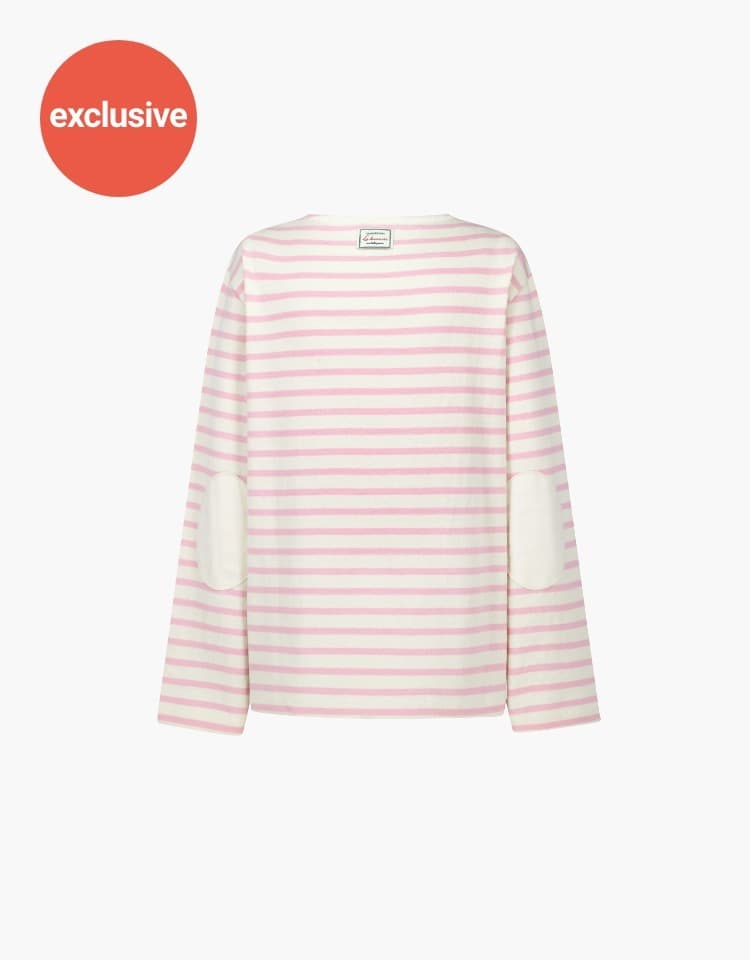 striped round neck t-shirt - pink