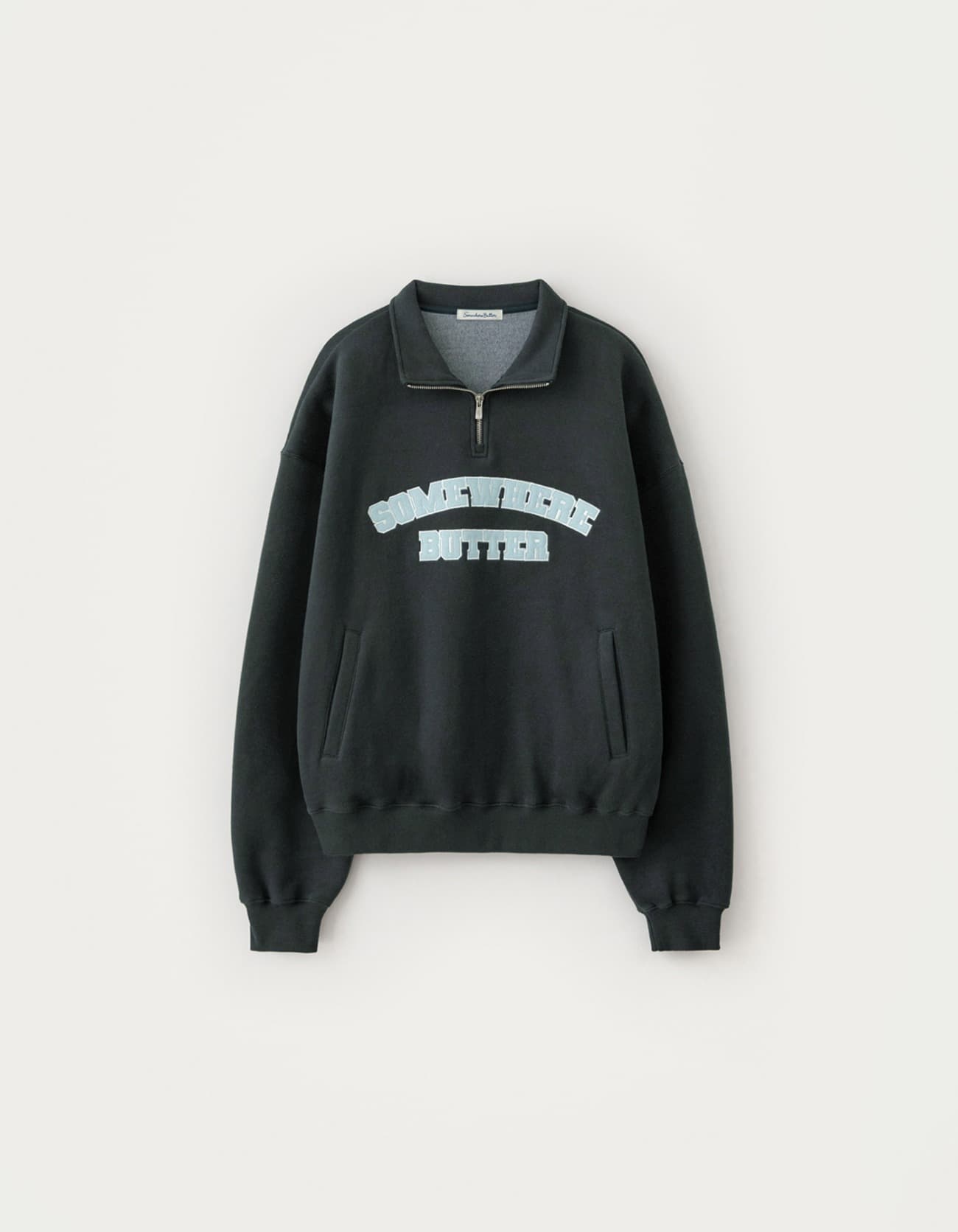 Square Logo Half Zip-Up Sweatshirt - Charcoal