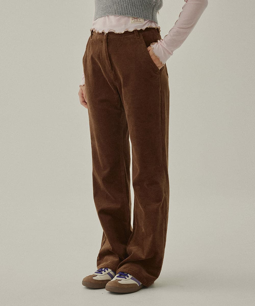 우먼 세미 부츠컷 코듀로이 팬츠 Brown