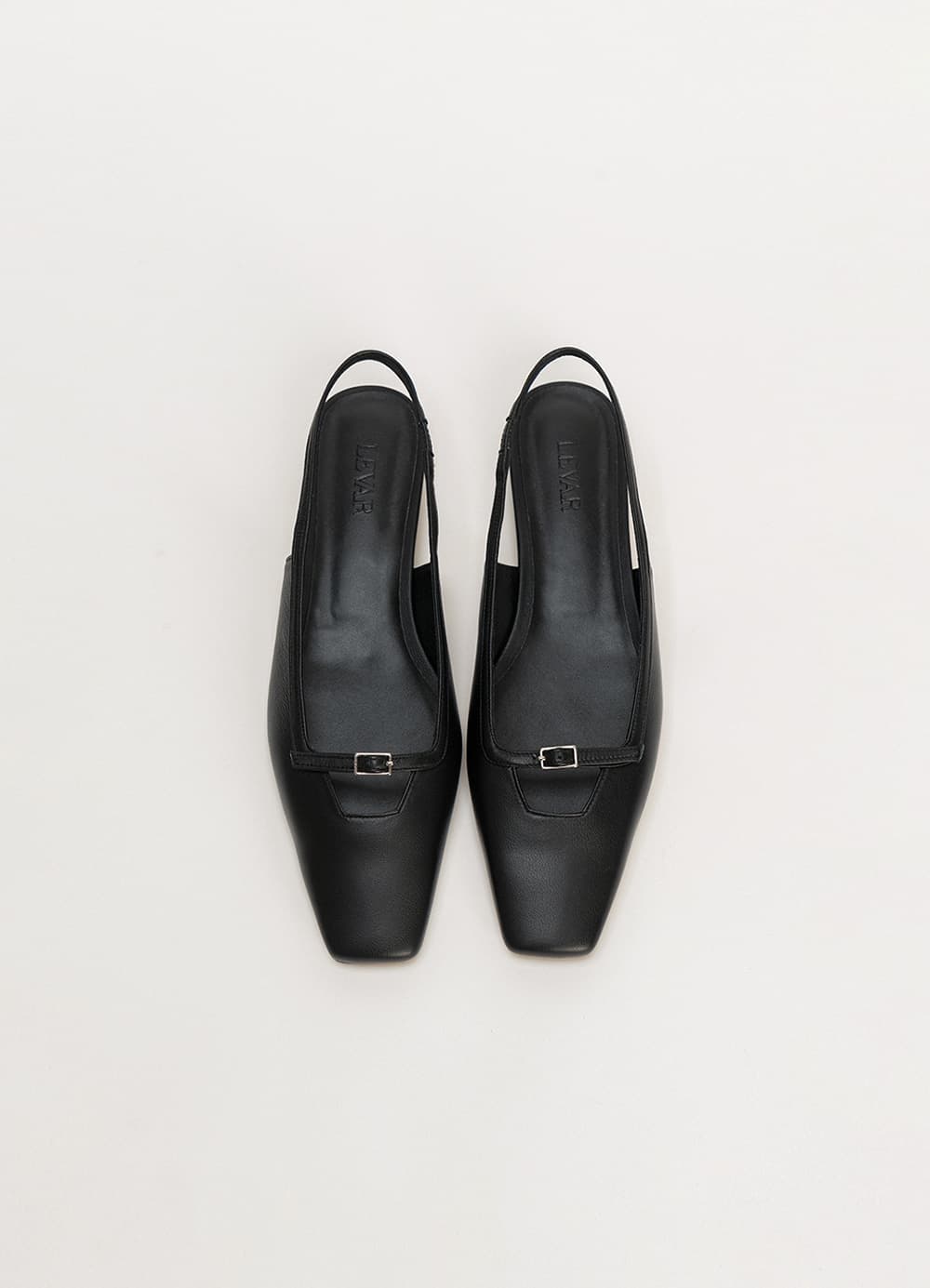 Strap Sling Back Pumps - Black Leather