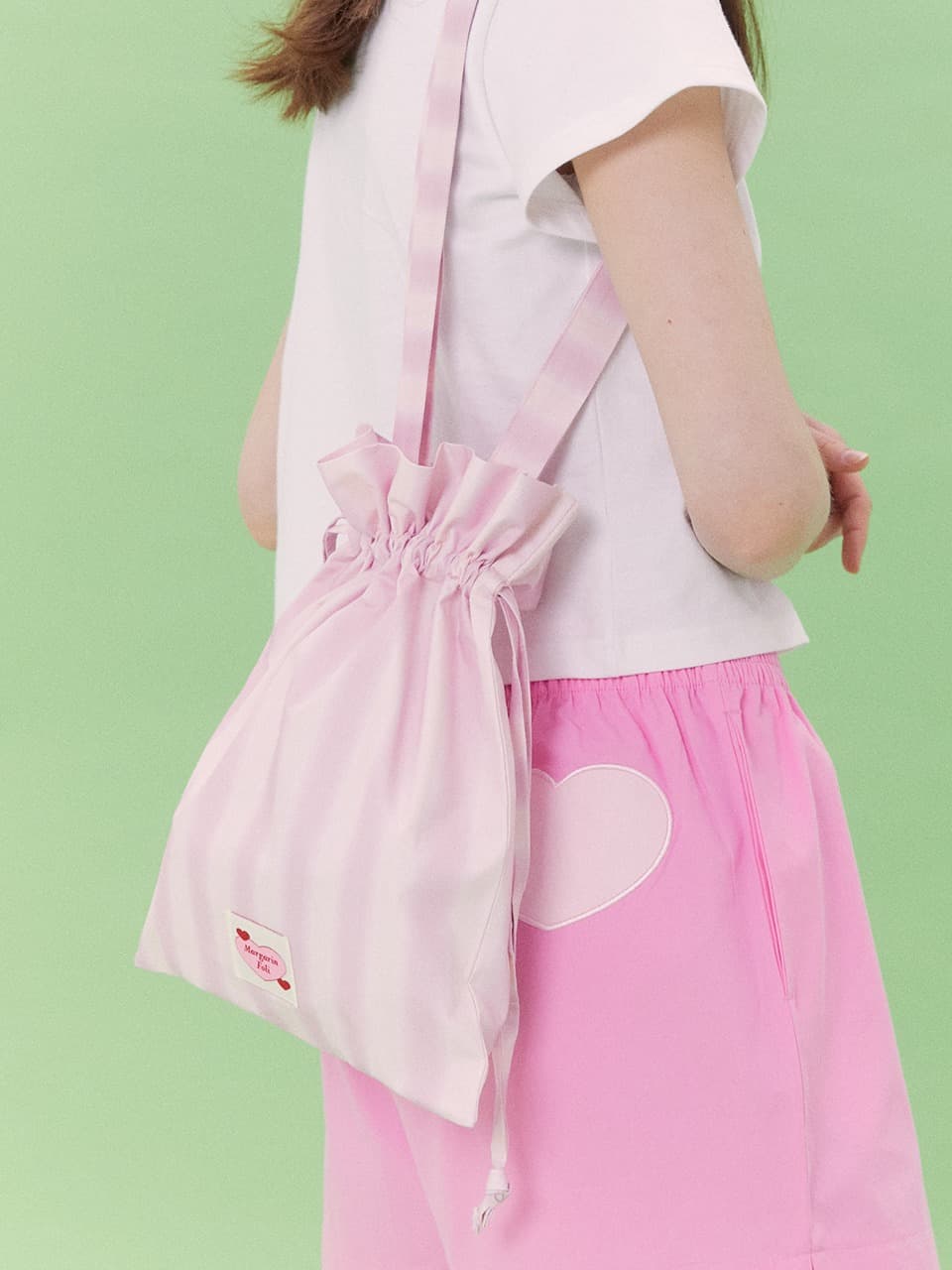 BLURRY STRIPES POUCH BAG (PINK)