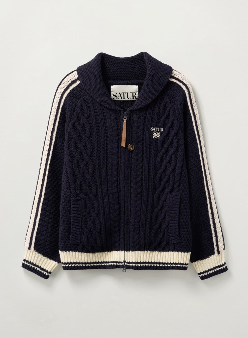 (W) Lawton Cowichan Knit Cardigan - Navy