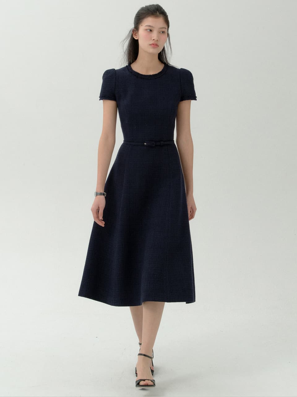 Fringe Bud Tweed Dress(3Color) [Navy M, L Cream, Pink 5/29 예약배송]