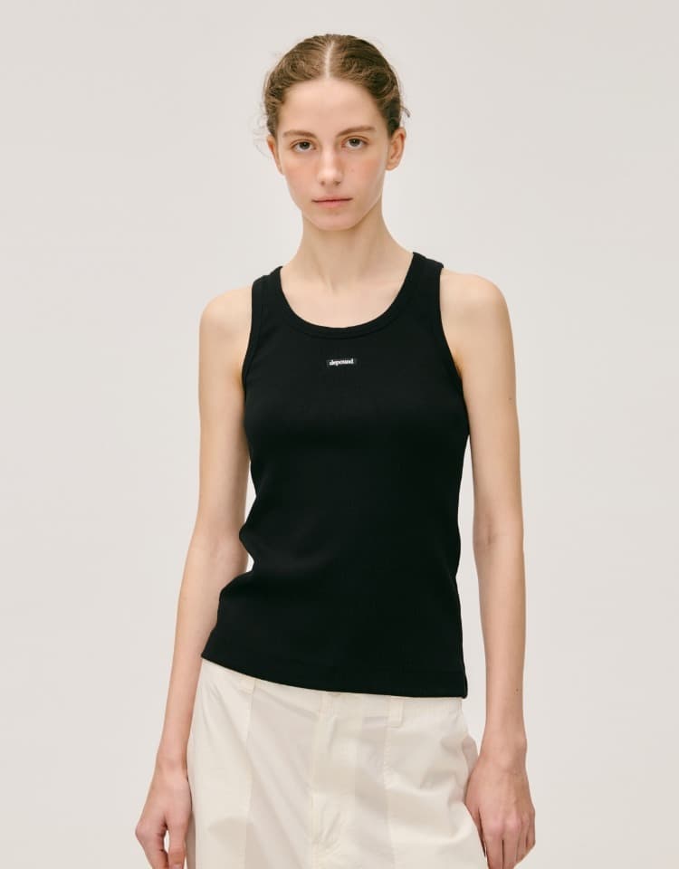 box logo sleeveless - black