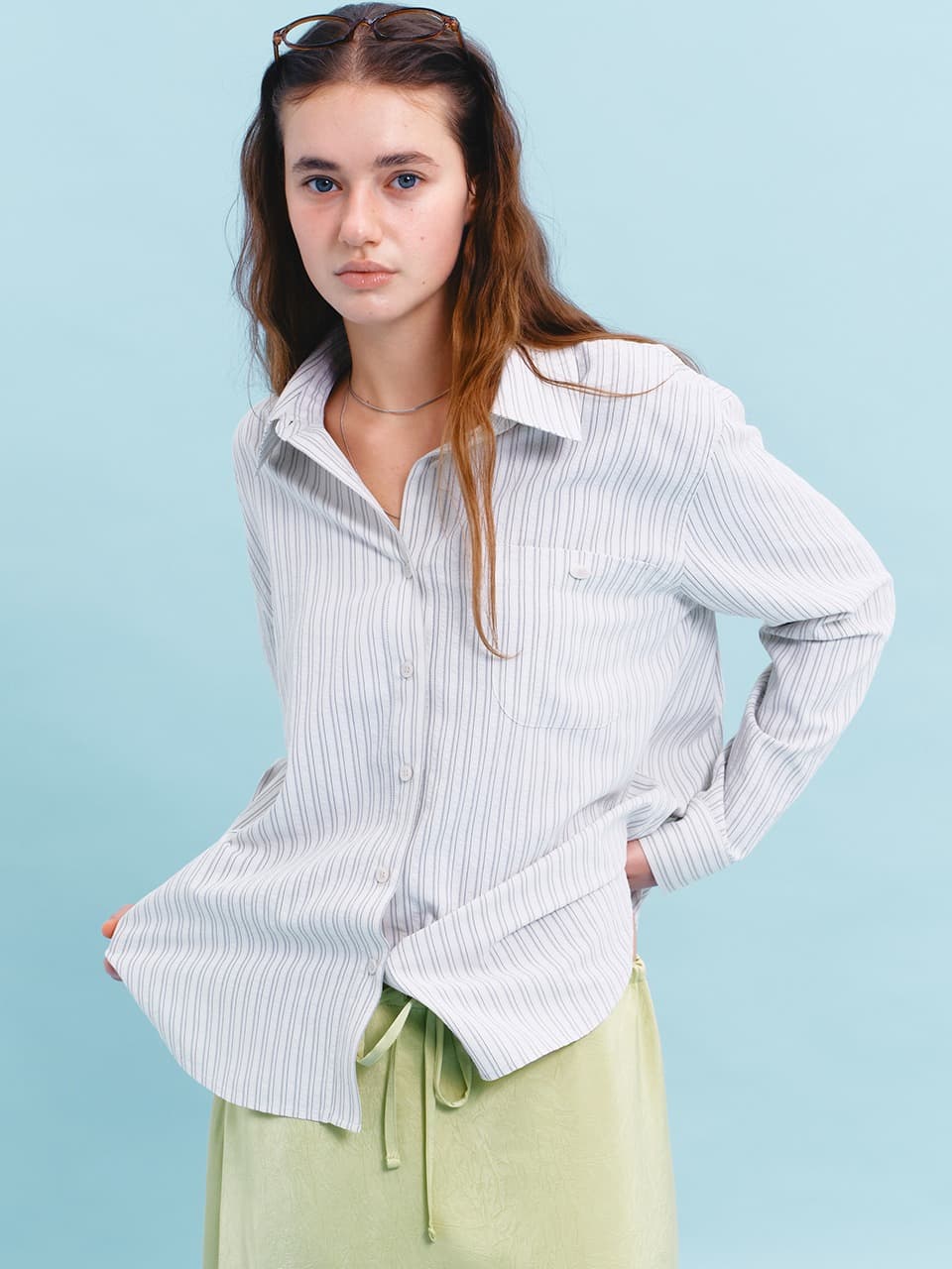 STRIPE OVERSIZED SHIRT (IVORY)