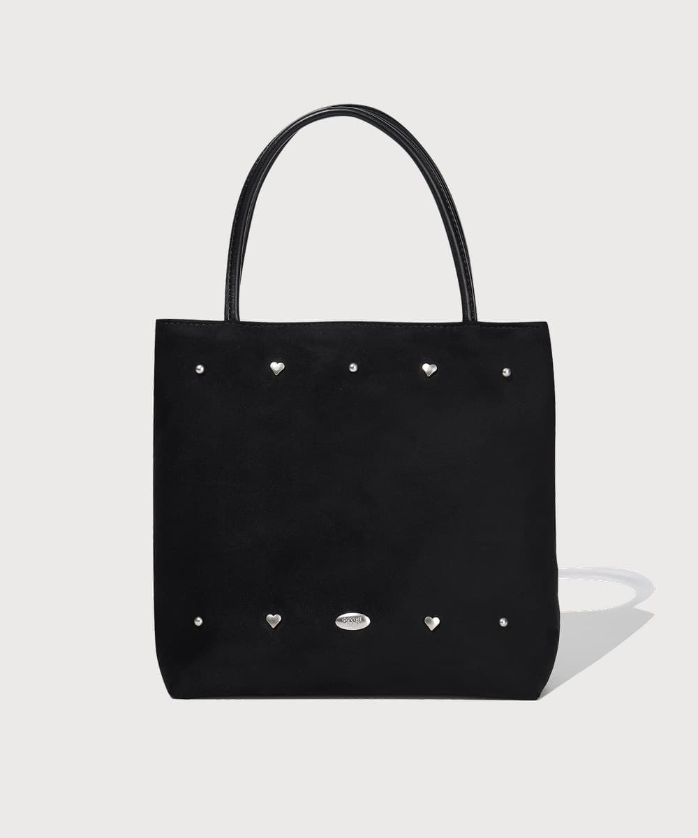우먼 클로버하트 스웨이드 토트백 Black