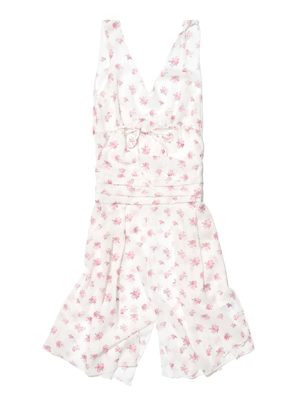 FLORAL PLEATED SHEER MIDI DRESS_WHITE