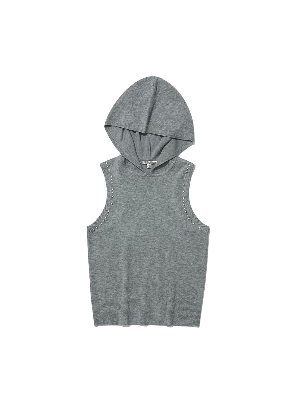 STUDDED HOODIE KNIT TOP_MELANGE