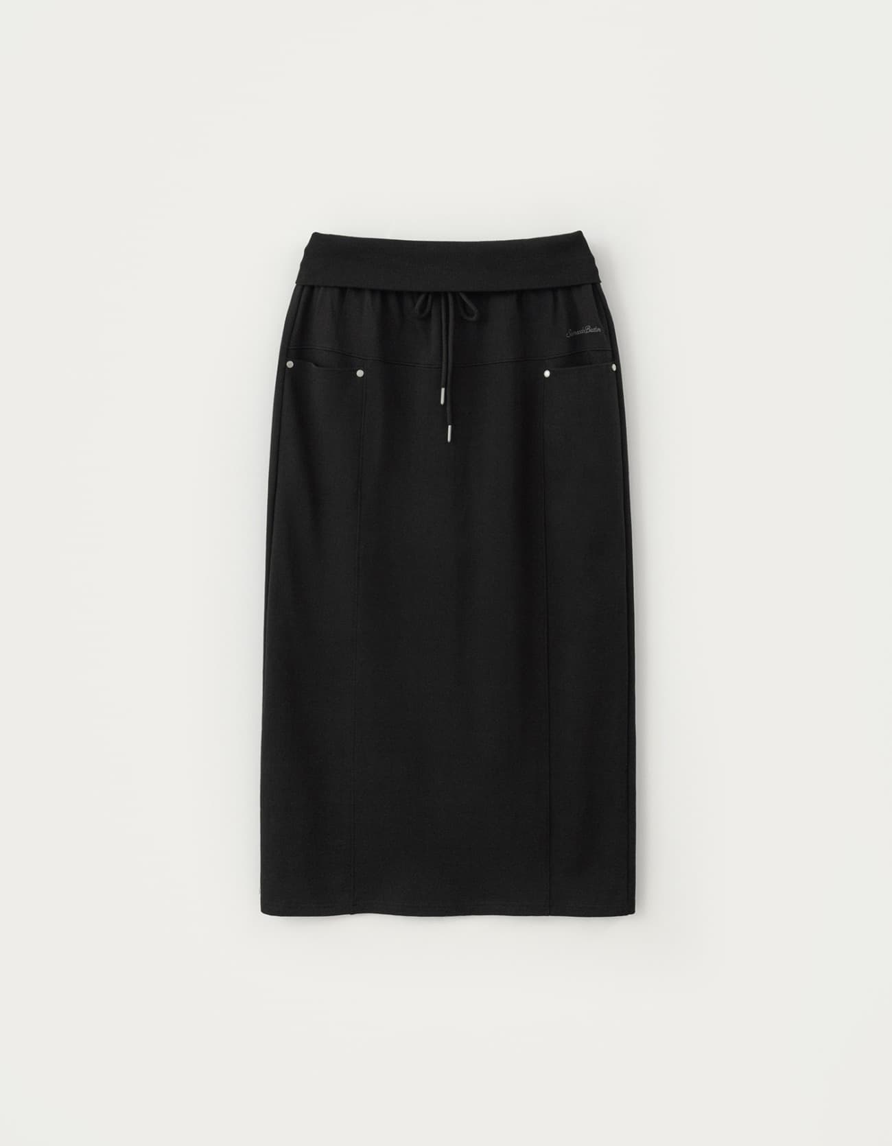 Fold Sweat Long Skirt - Black