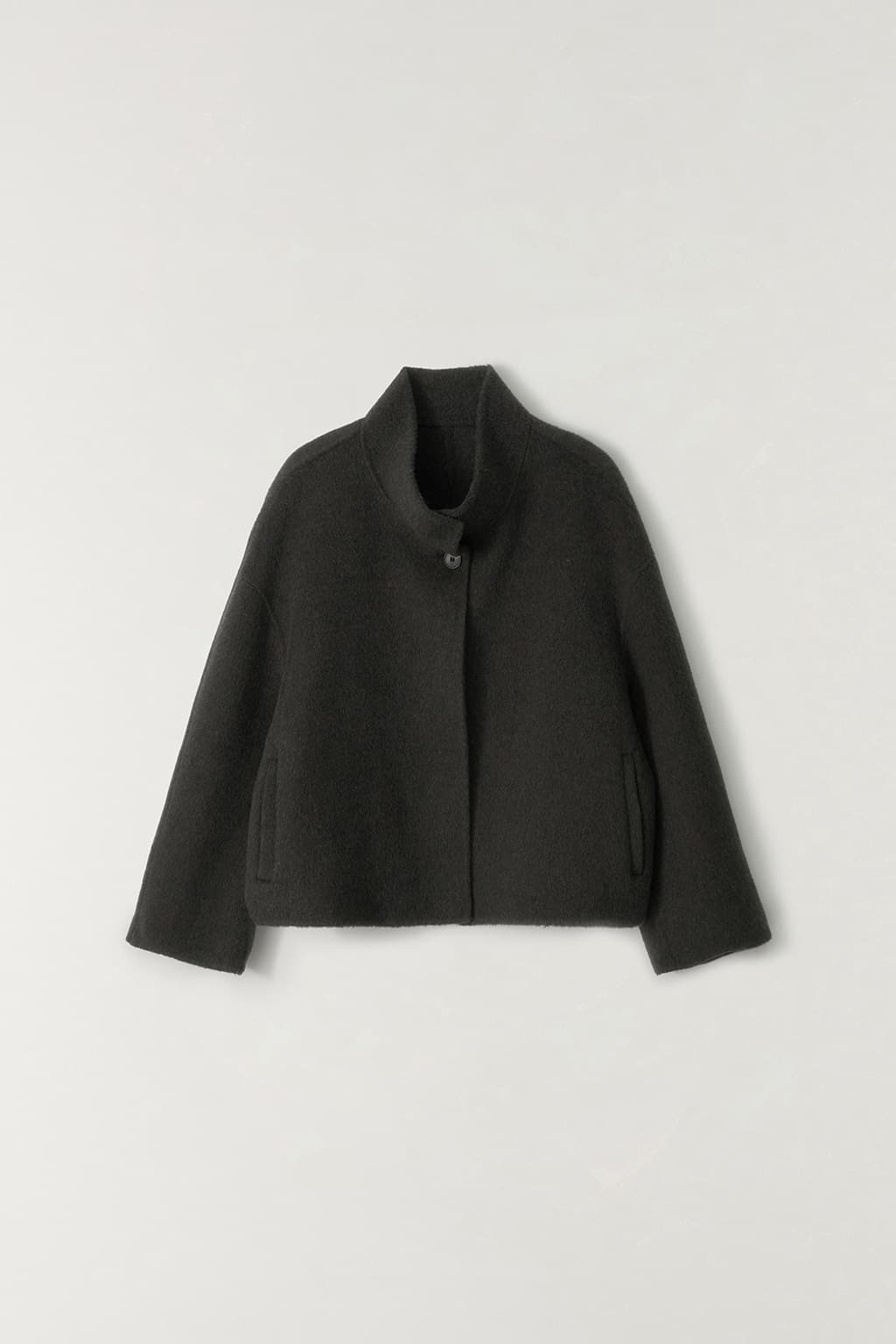 핸드메이드 하이넥 울 숏코트 GRAY