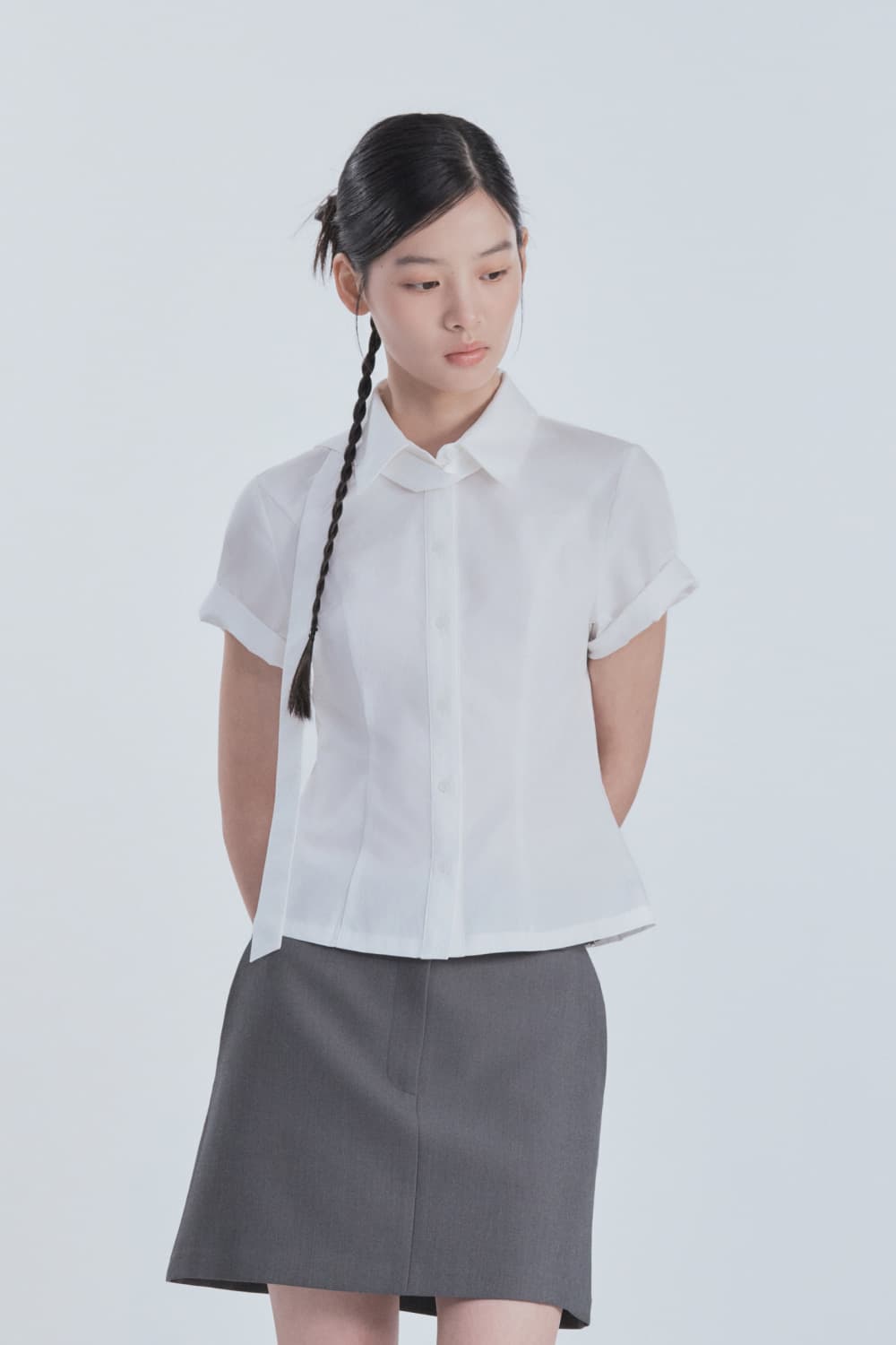 Half-Sleeve Tailored Shirt - White