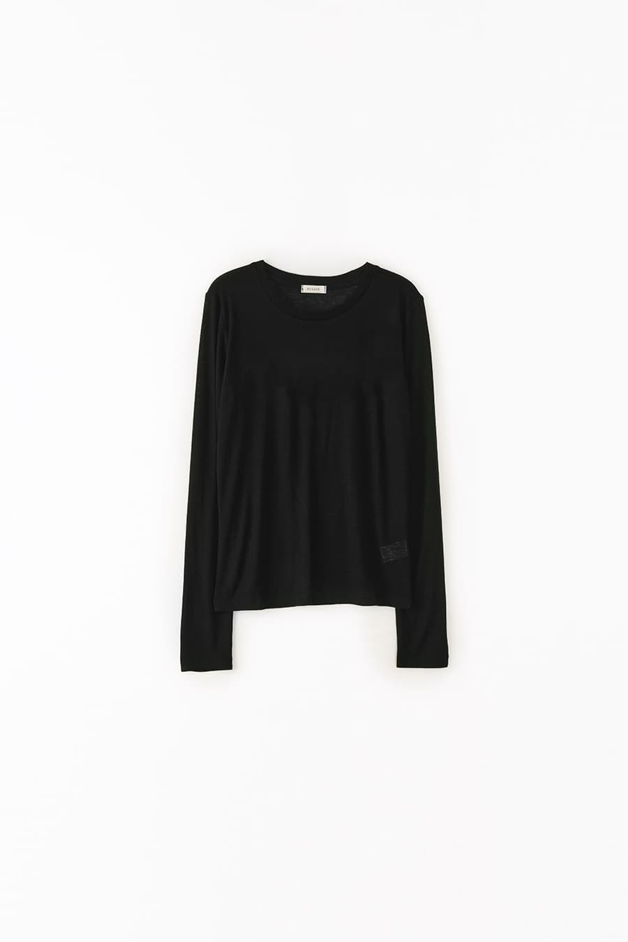 Wool Tencel Long Sleeve T-Shirt (Black)