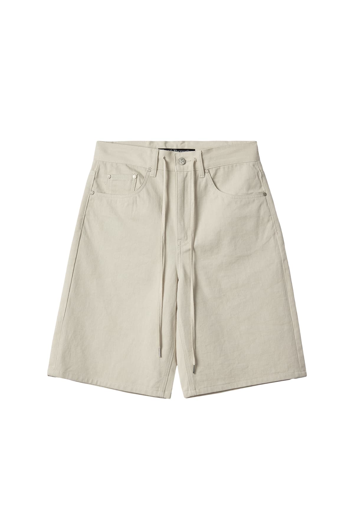 RR LOGO EMBROIDERY COTTON SHORTS - BEIGE