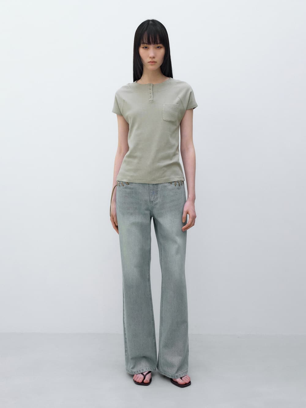 썸머 헨리넥 티셔츠 OLIVE