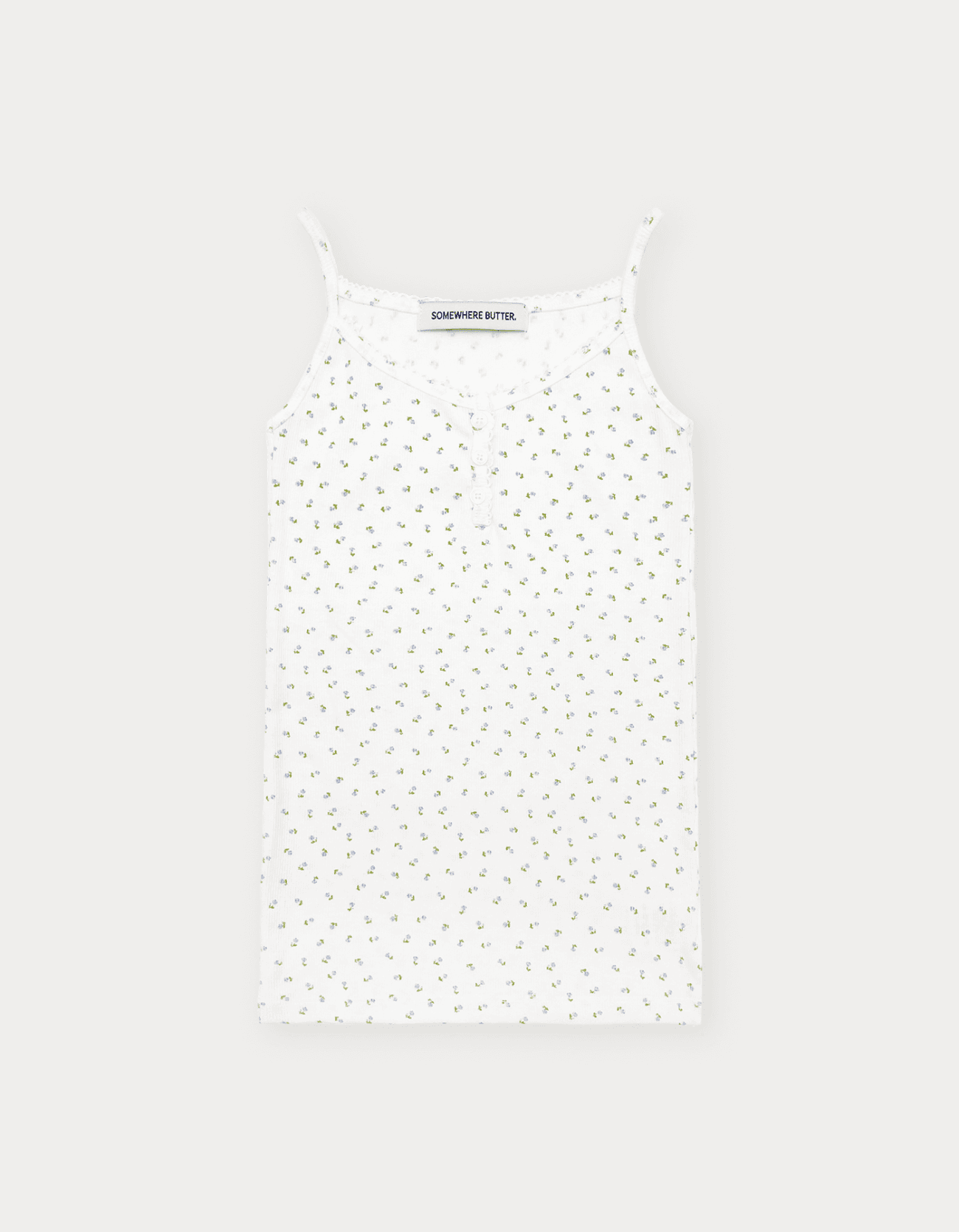 Lace Button Sleeveless - Flower
