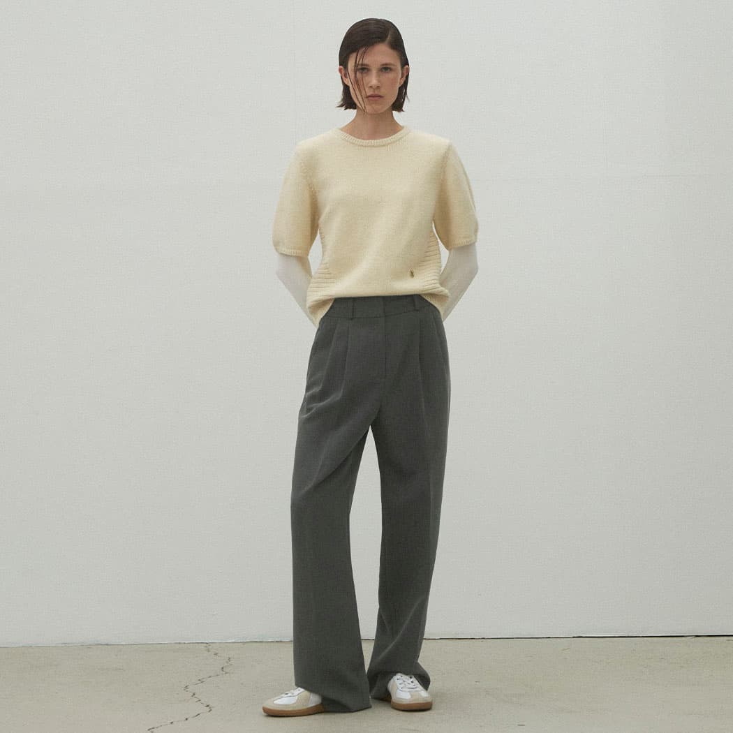 (Z-PT-5578)ESSENTIAL TWO TUCK WIDE PANTS