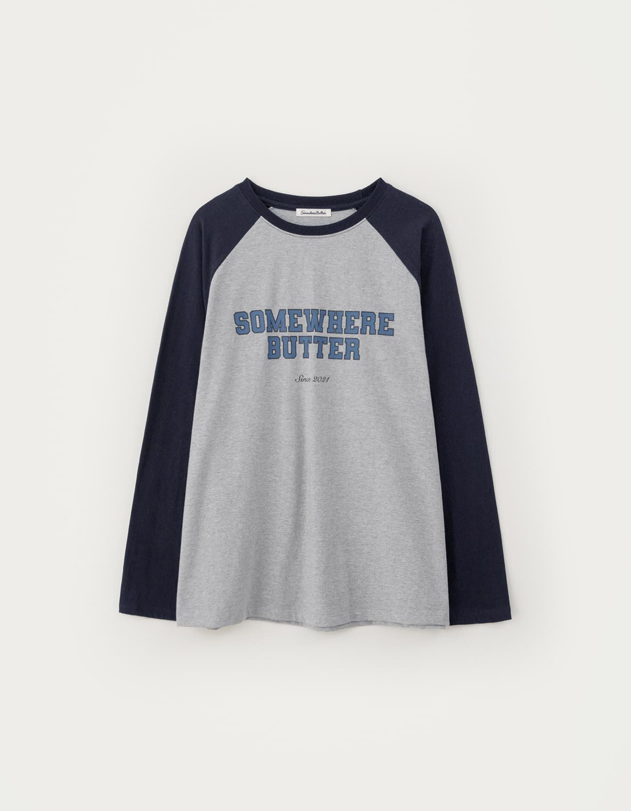 Raglan Campus Logo Long Top - Grey(Navy)