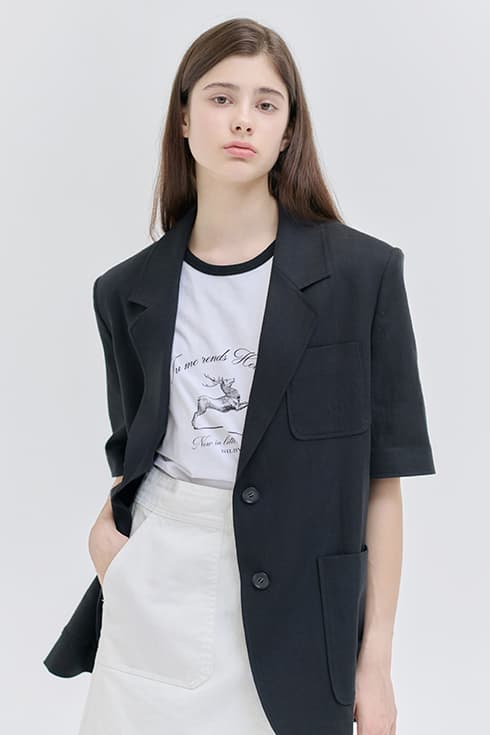 25MN linen half sleeve jacket [BK]