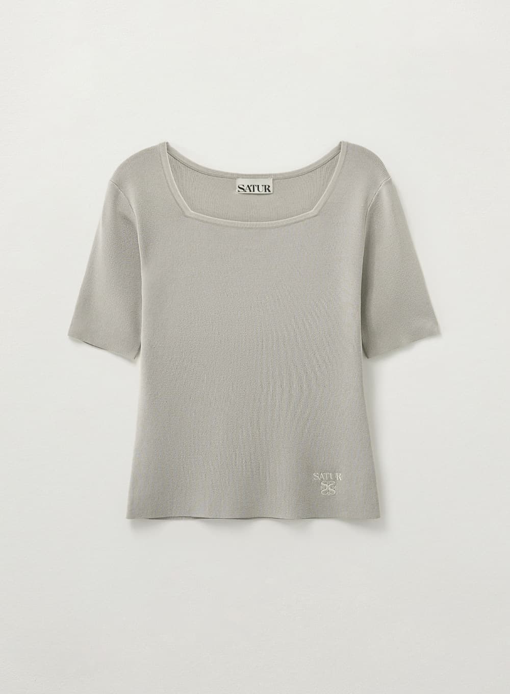 (W) Square Slim Fit Half Knit - Gray
