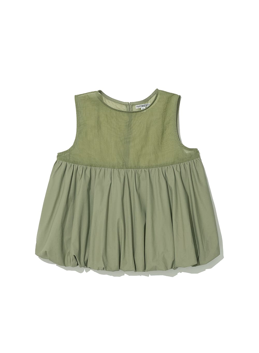 SLEEVELESS PUFF BLOUSE_LIGHT KHAKI