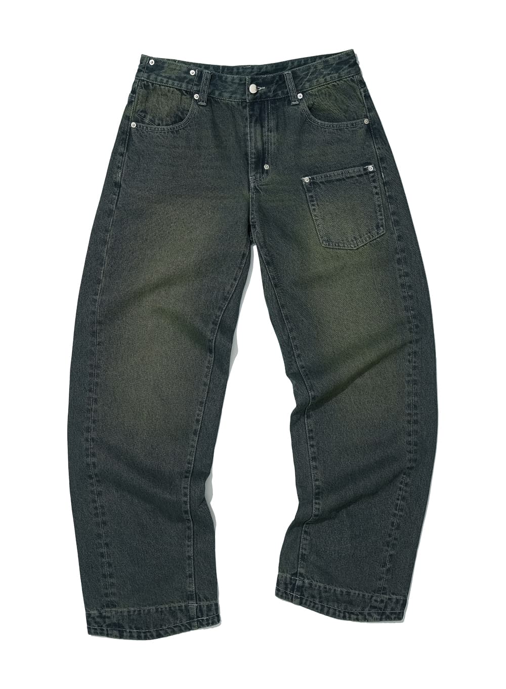 POCKET CINCH-BACK CURVED JEANS_GREEN